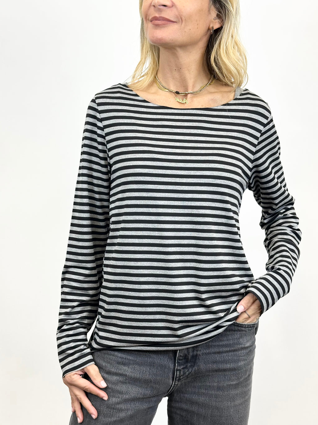 T-Shirt Rigata Grigio/Nero _ Mi.LE. for soku