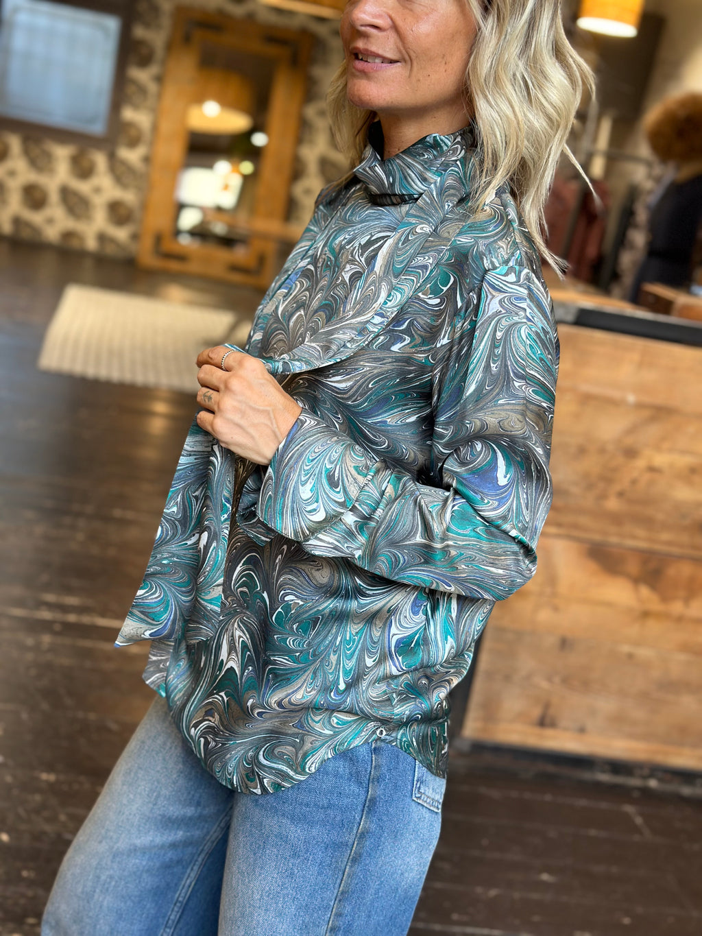 Camicia Fantasia Petrolio_ Ottod'Ame