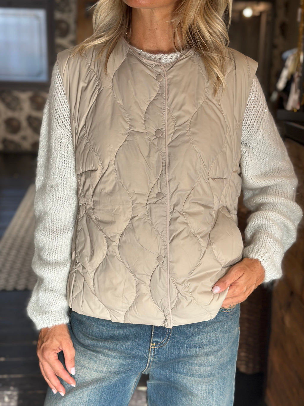 Gilet Piumino Beige _ Vicolo