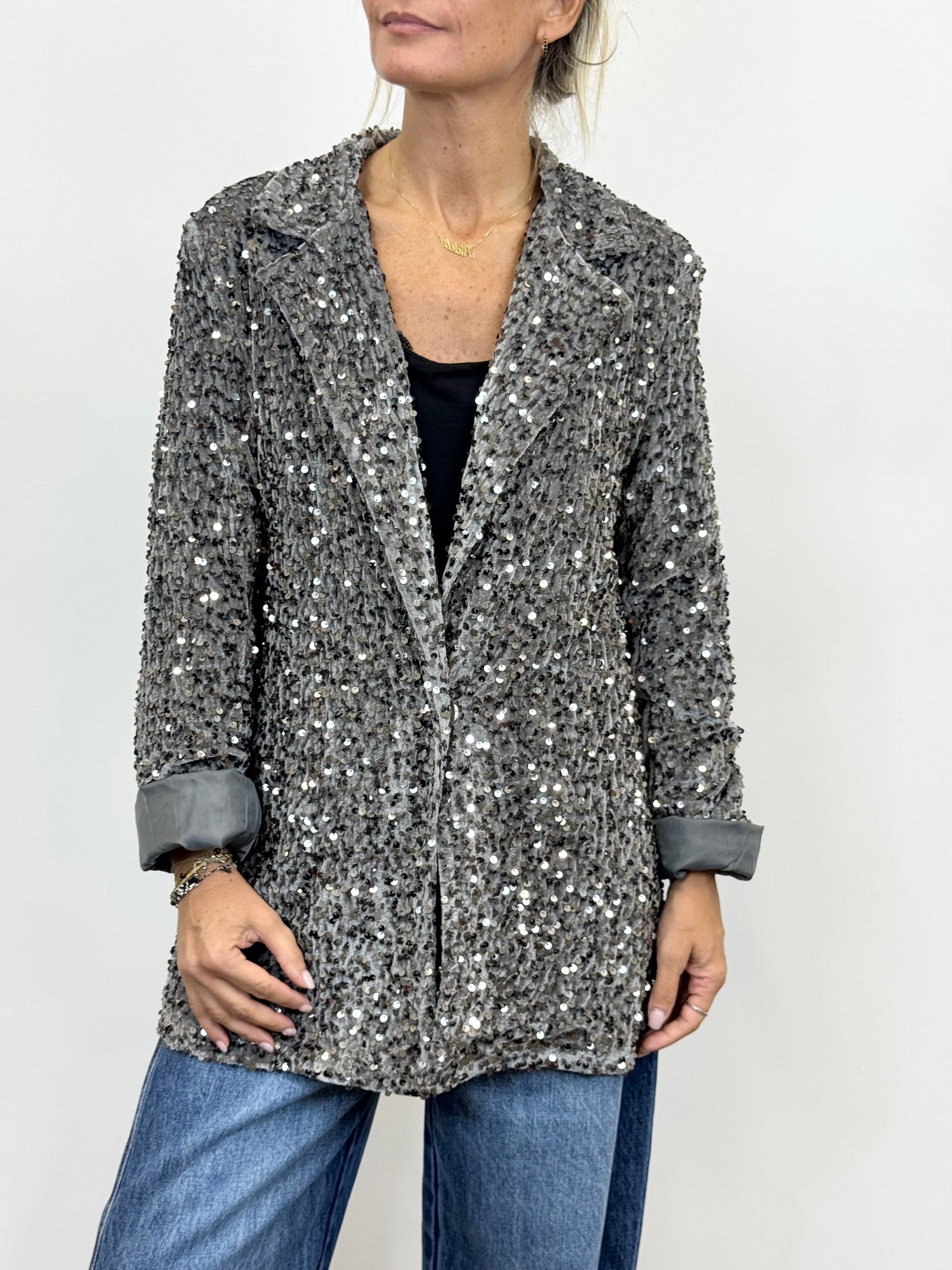 Giacca Paillettes Grigio _ MI.LE.for soku