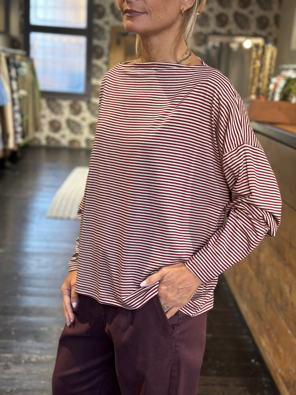 T-Shirt Beige/Amaranto _ Dixie