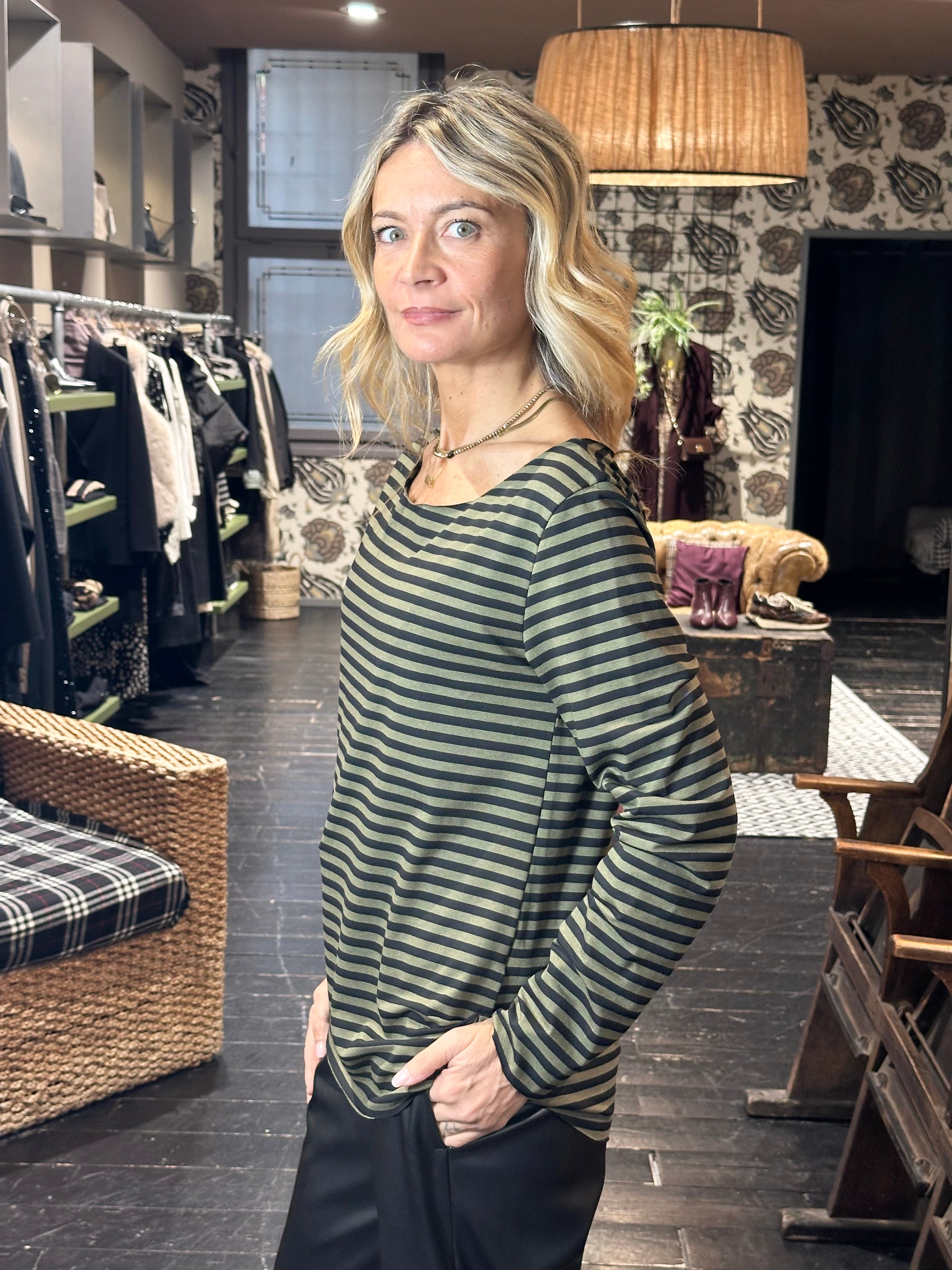 T-Shirt Rigata Nero/Verde _ MI.LE. for soku