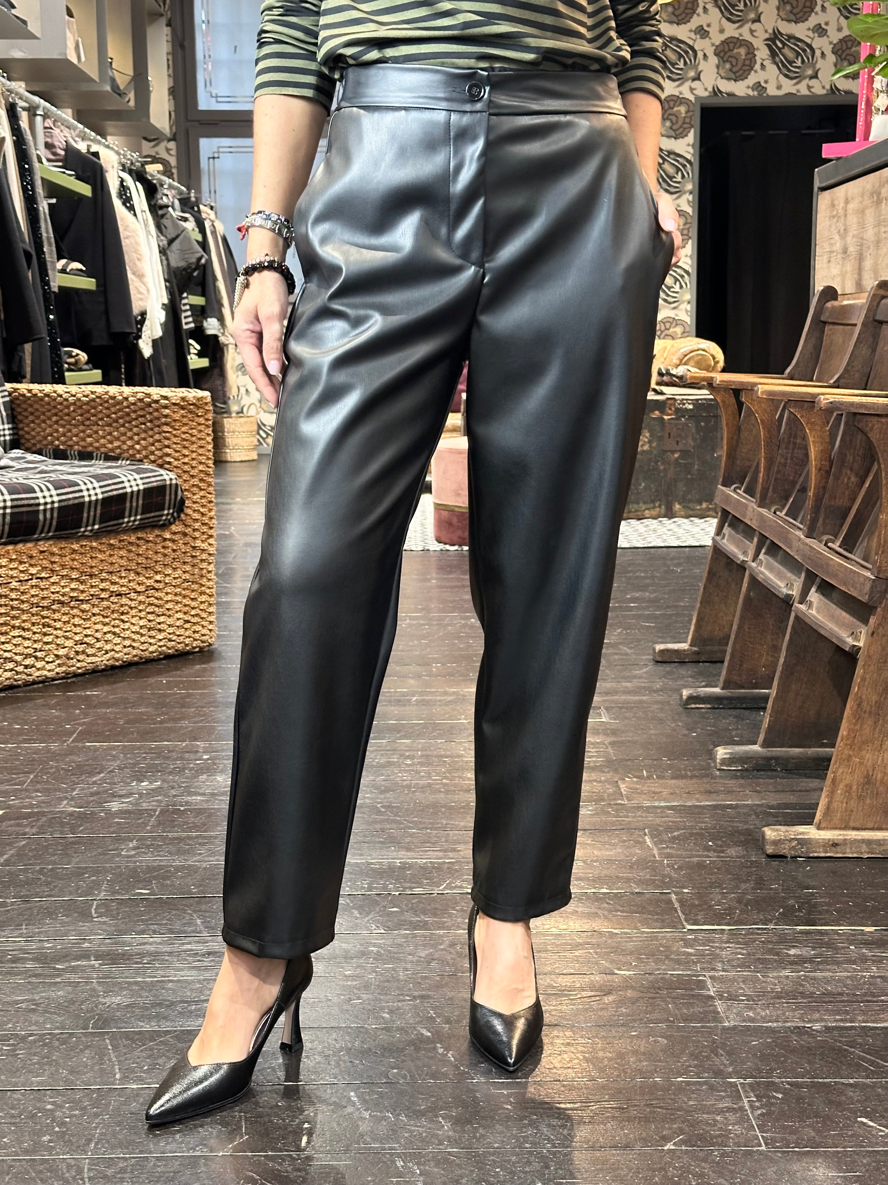 Pantalone Ecopelle Nero _ Vicolo