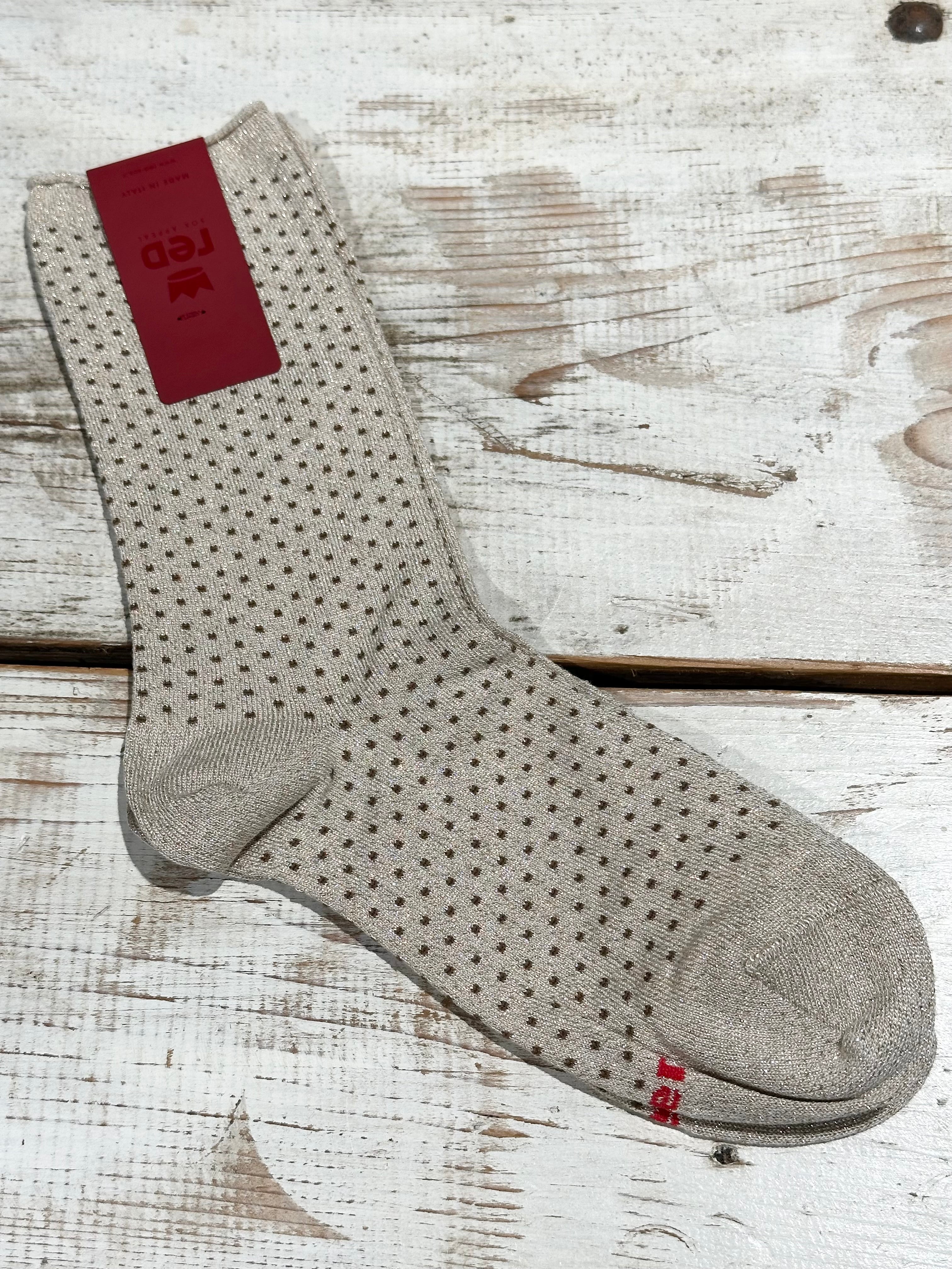 Calzino Pois Ecrù _Red