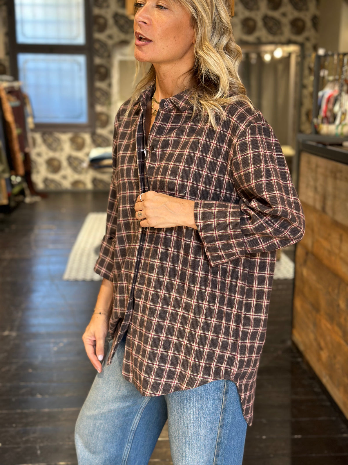 Camicia Check Cuoio/Blu _ MI.LE. for soku