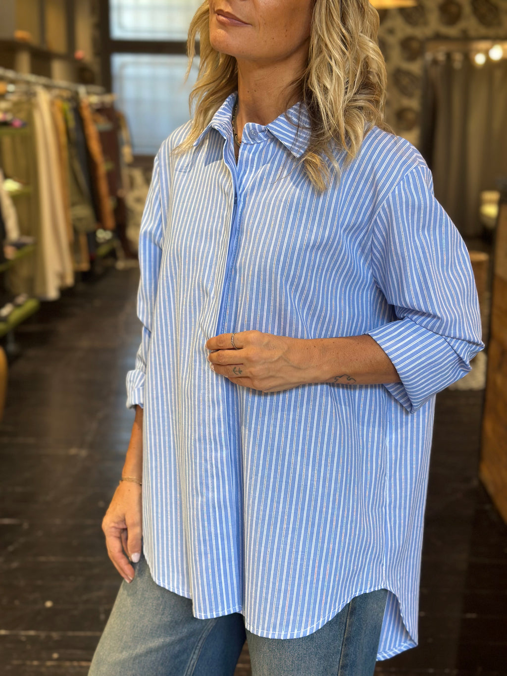 Camicia Celeste Rigata _ MI.LE. for soku