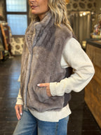 Gilet bimateriale in faux-fur e maglia _ Ottod'ame