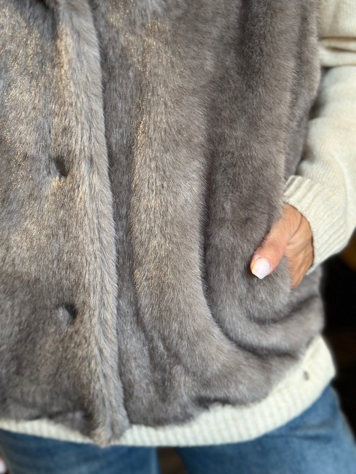Gilet bimateriale in faux-fur e maglia _ Ottod'ame
