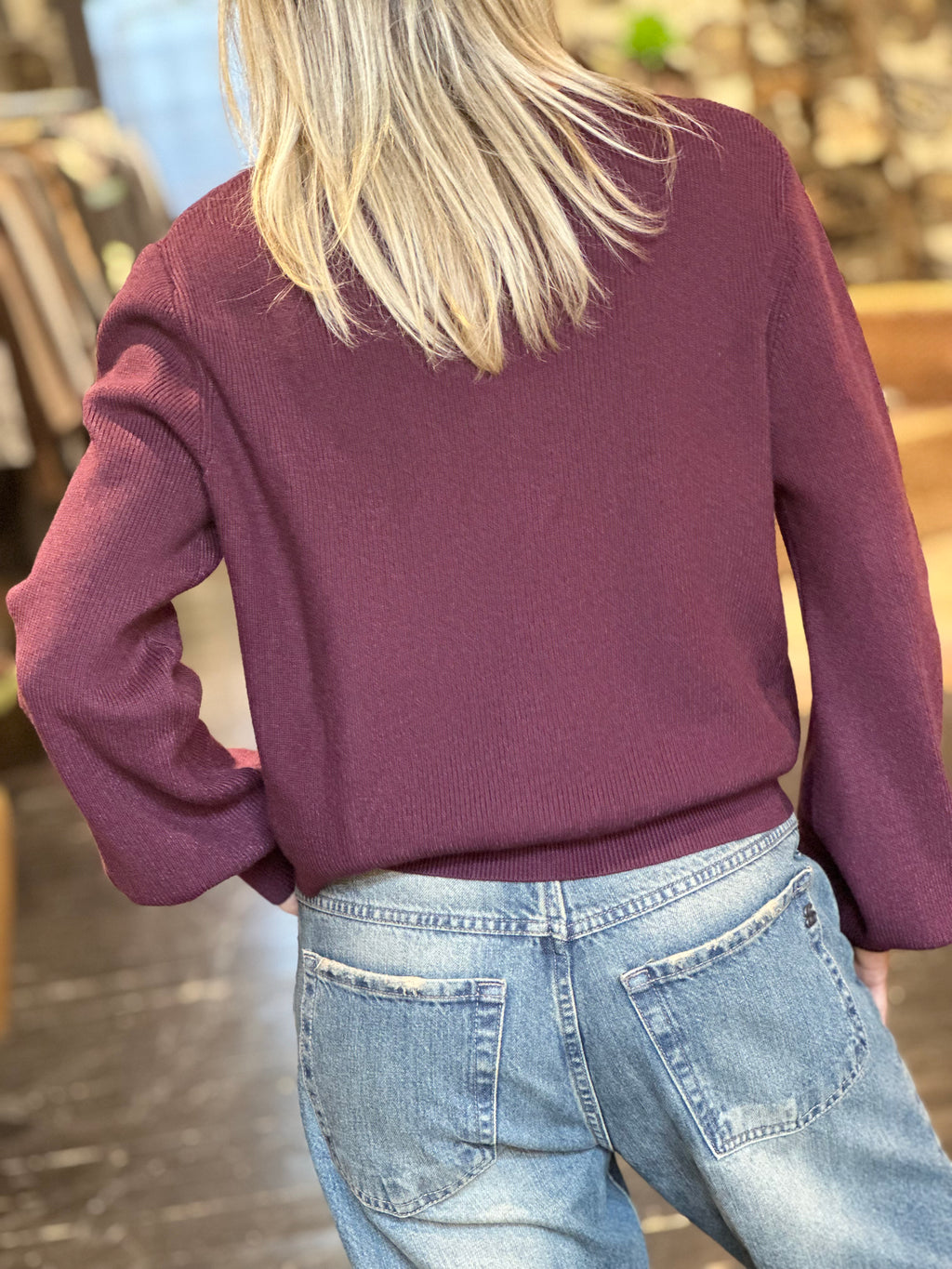 Cardigan Vino con Bottoni Gioiello _ Extyn