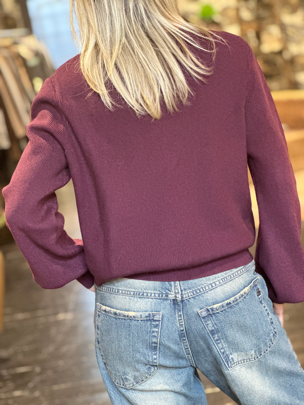 Cardigan Vino con Bottoni Gioiello _ Extyn
