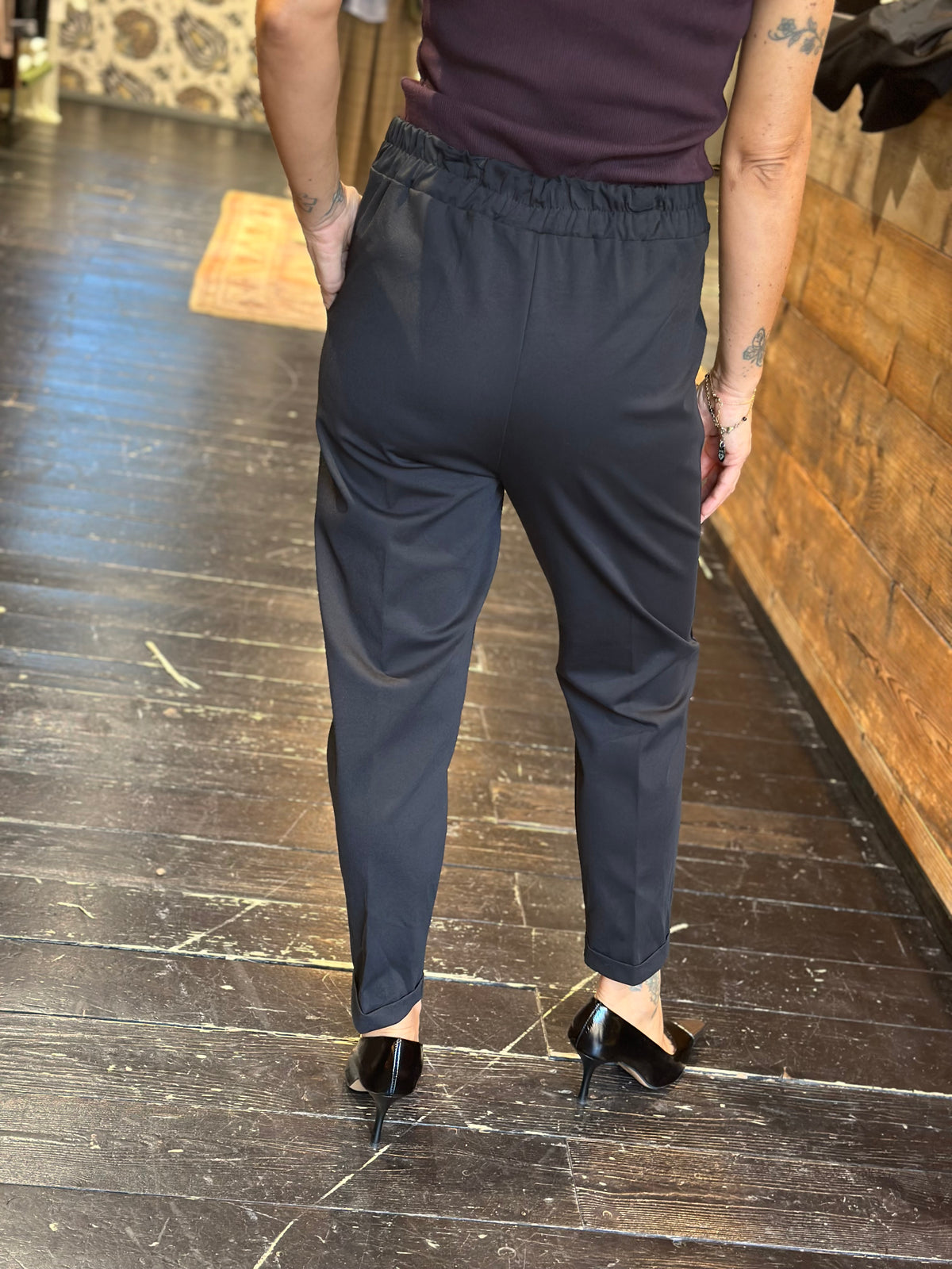 Pantalone sigaretta punto Milano Nero _  Extyn