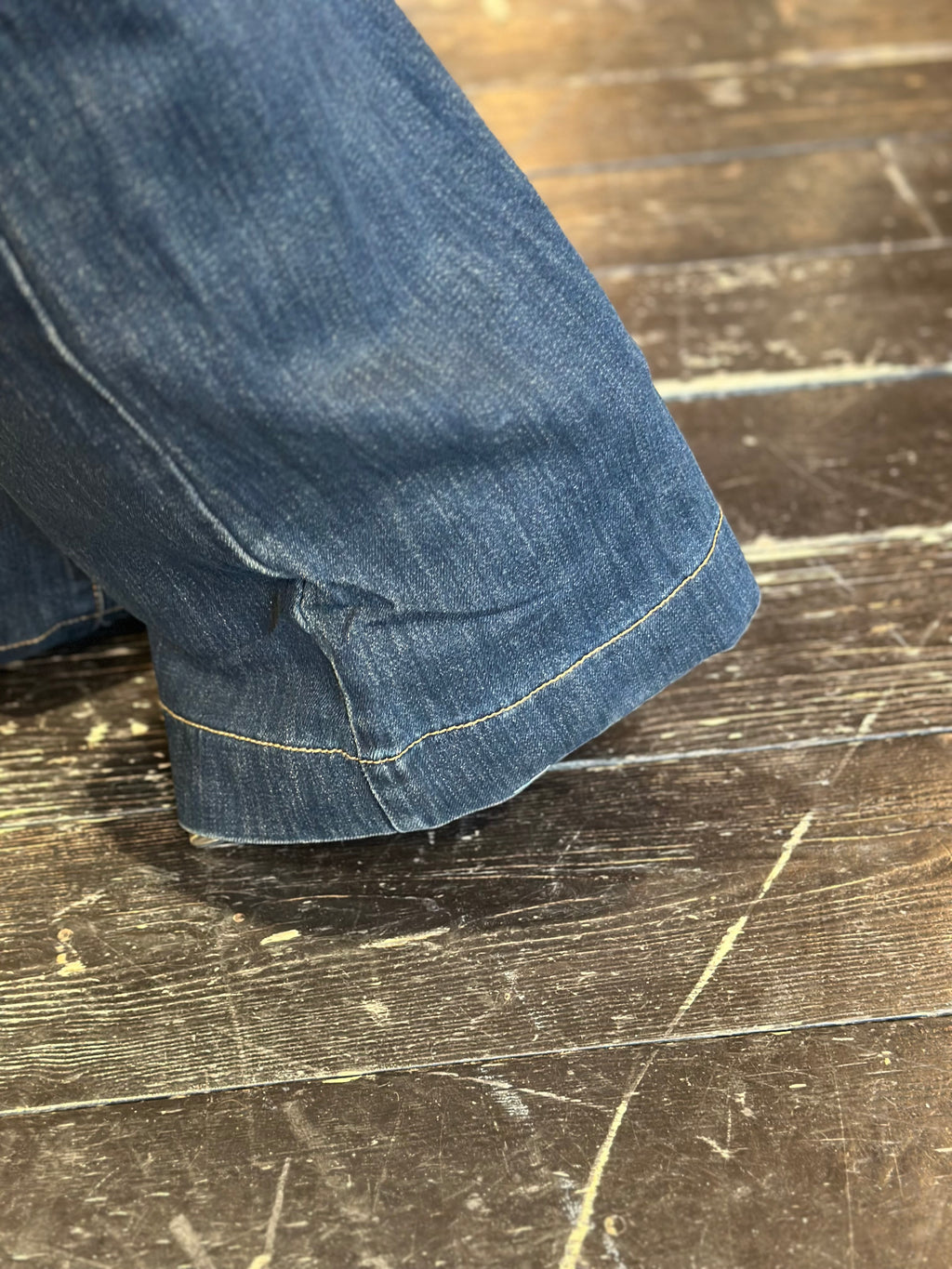 Jeans palazzo vita alta lavaggio al tè