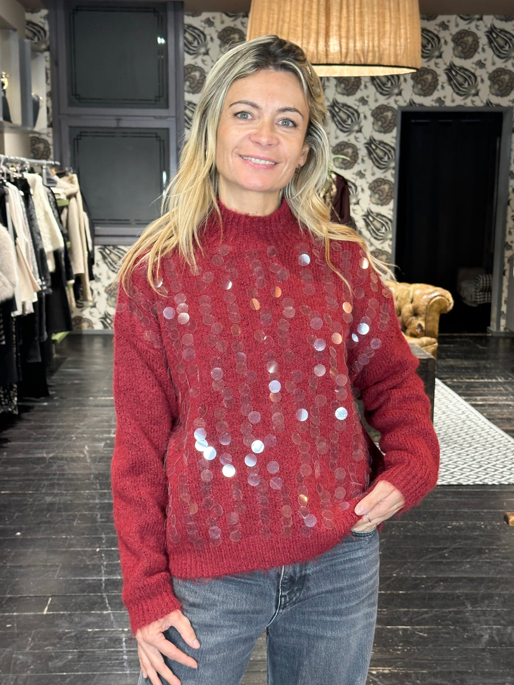 Maglia Maxi Paillettes Bordeaux _ MI.LE. for soku