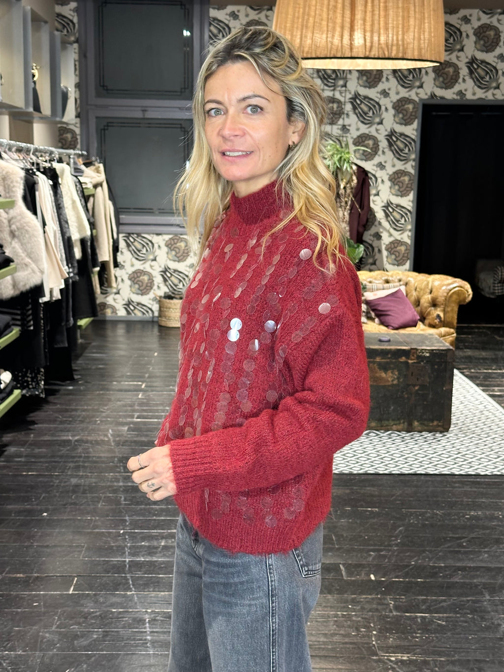 Maglia Maxi Paillettes Bordeaux _ MI.LE. for soku